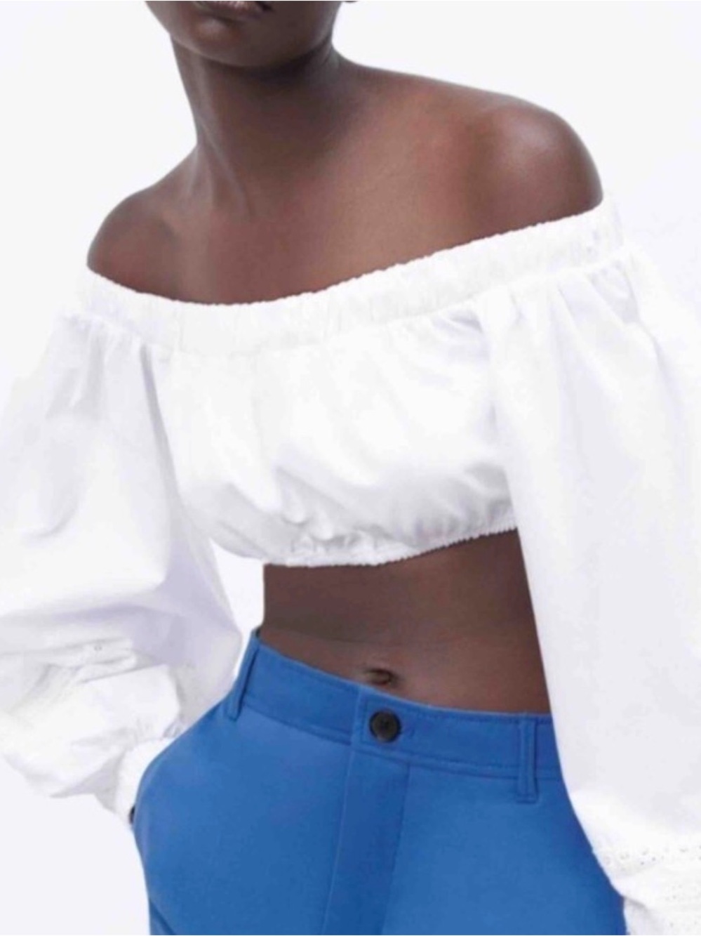 Zara Off-Shoulder White Cropped Top